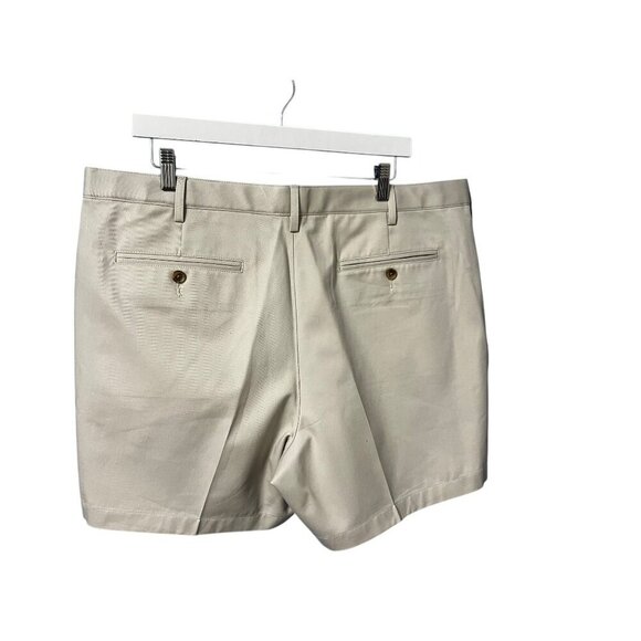 Lands End Mens Beige Cotton Traditional Fit Shorts, Button Closures, Back Pocket - Picture 3 of 5